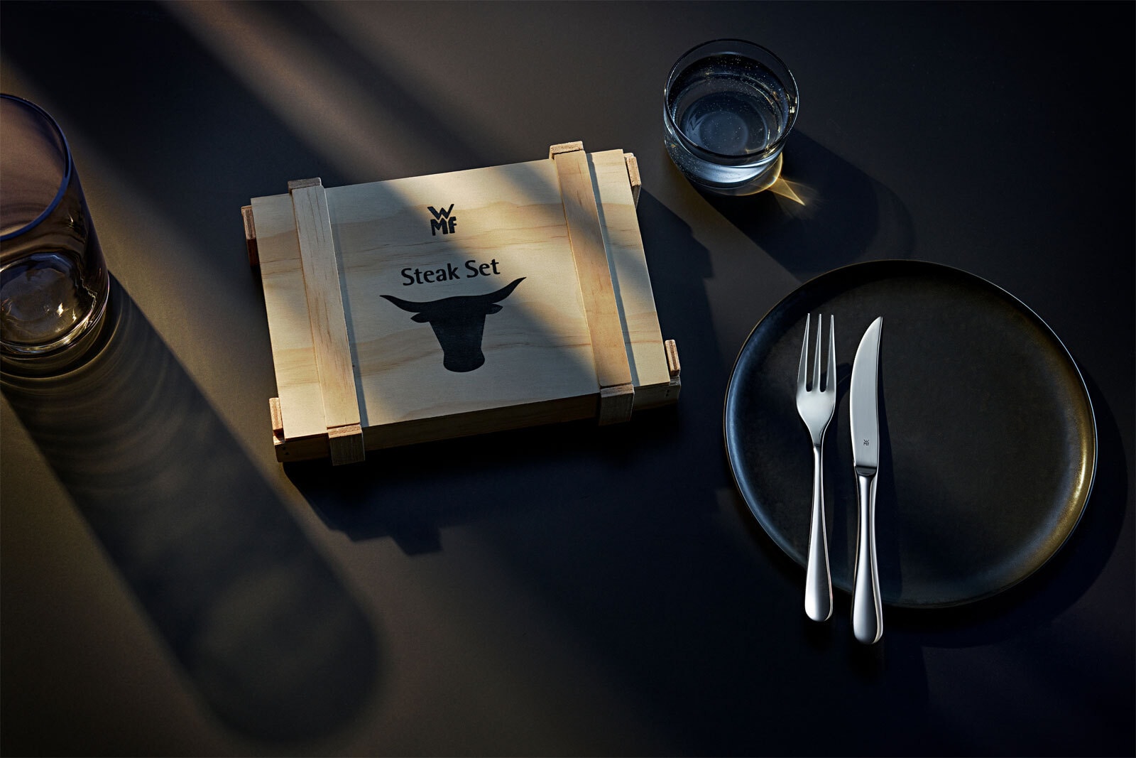 WMF Besteckset Steak 12-teilig Holz /Edelstahl silberfarbig