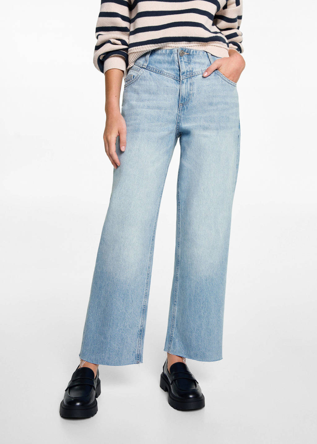 MANGO TEEN high waist loose fit jeans changeant blauw