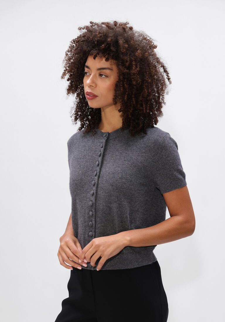 donkergrijze lisa yang vest lunea cardigan