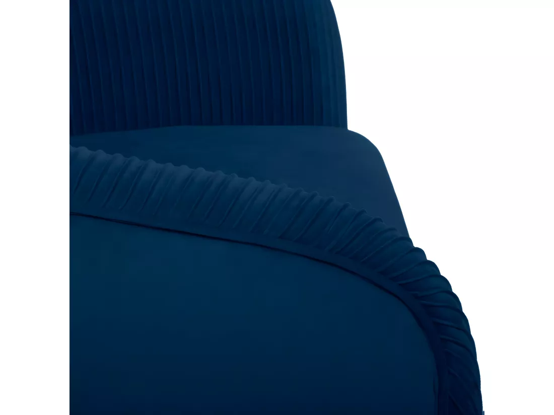 Fauteuil en Velours Bleu plissé et pieds en métal doré