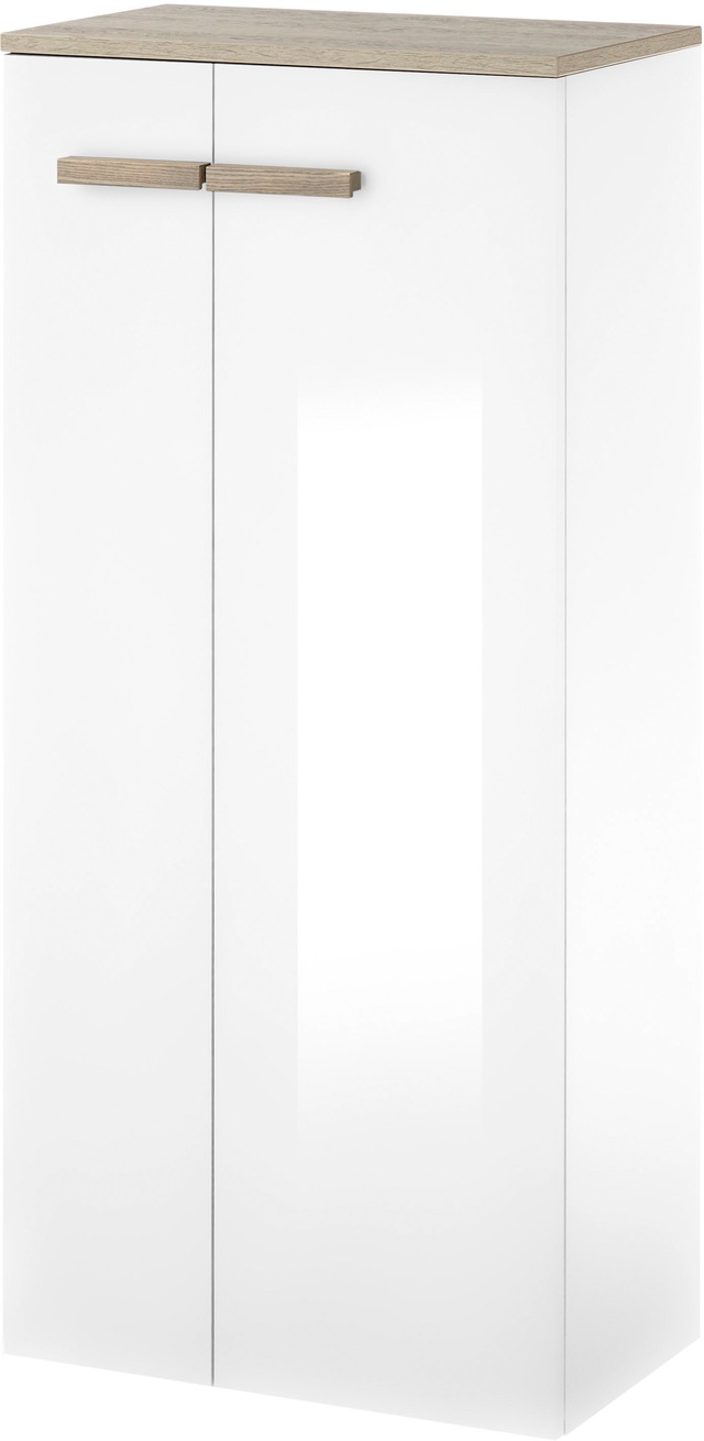 PLACES OF STYLE Midischrank »SOLiD, Badschrank im modernen Design, Schrank mit Holzgriffen« in zwei Farben verfügbar, mit Stauraum, stehend o. hängend montierbar
