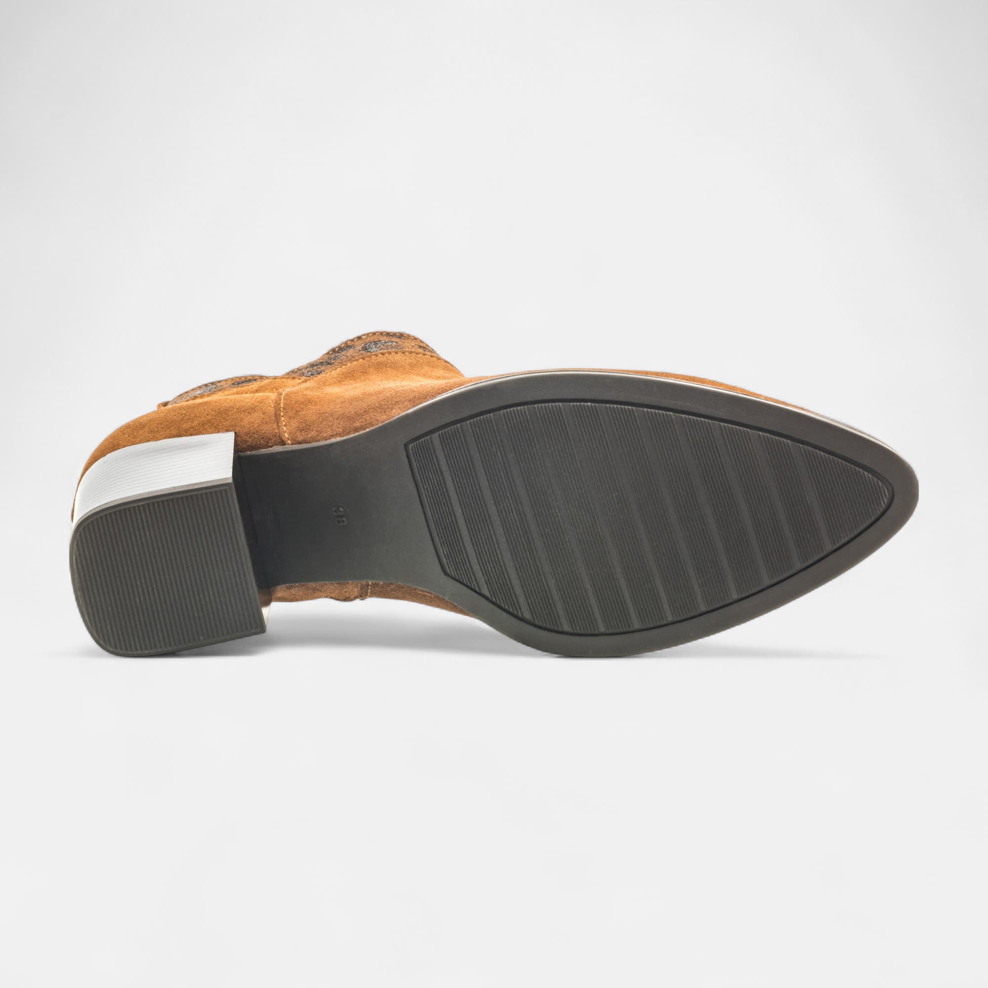 Boots à talon Femme en cuir cognac