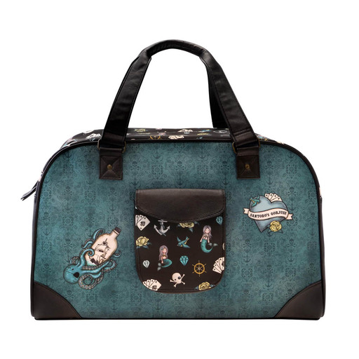 Bolsa de fim de semana Santoro Gorjuss Black Pearl, 500x230x310mm, turquesa/preto, M (1067gj02)