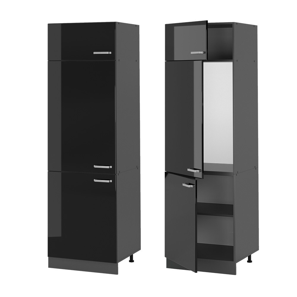 Vicco Kühlumbauschrank Küchenschrank R-Line Solid Anthrazit Schwarz 60 cm modern