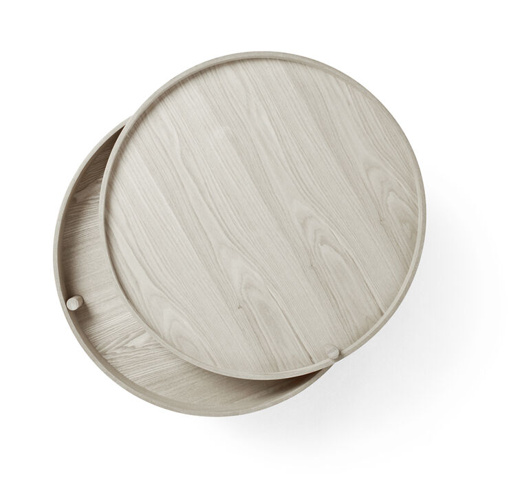 Audo Copenhagen Turning Table, White Oak ø65 cm, Bl Hvid eg/ sort krom