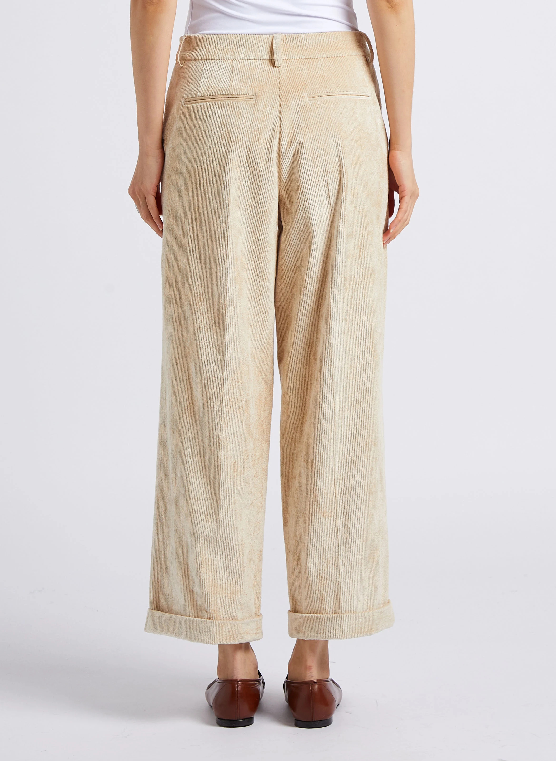 DANGO - Pantalon large en coton mélangé | Beige