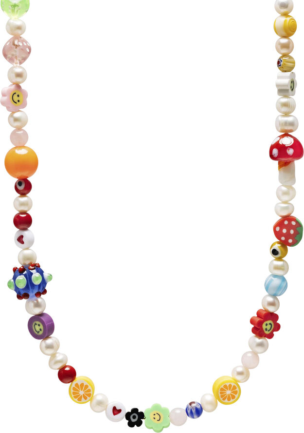 Nialaya Men's Berry Pearl Choker with Assorted Beads Multi