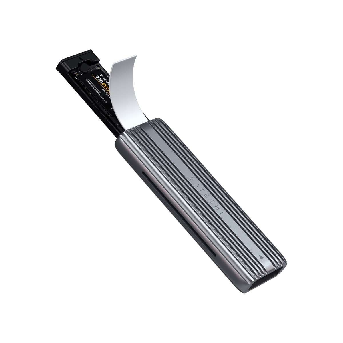 Satechi M.2 NVMe- og SATA SSD-kabinett (grå)