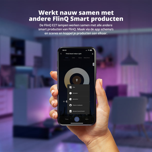 FlinQ Led Lamp Smart E27 9 Watt RGB + Wit Alexa & Google Assistant 2