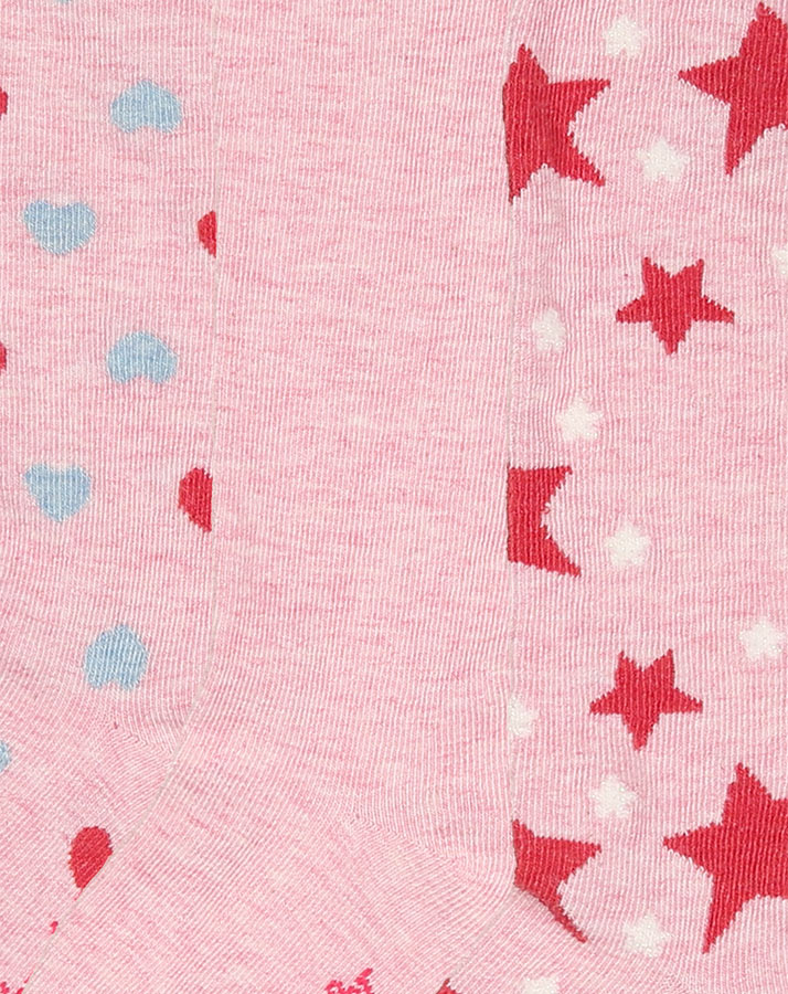 Kniestrümpfe HERZEN 3er-Pack in rosa