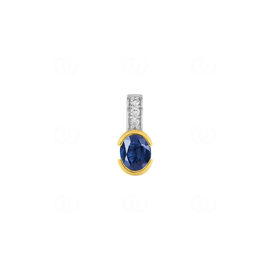 Anhänger 750/18 K Gelbgold mit Saphir und Diamanten 0.02ct.