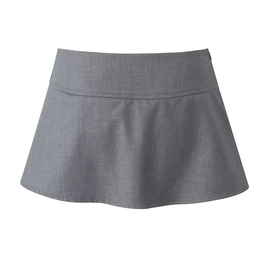 Asiris - Hoge taille strik accent effen mini geplooide rok