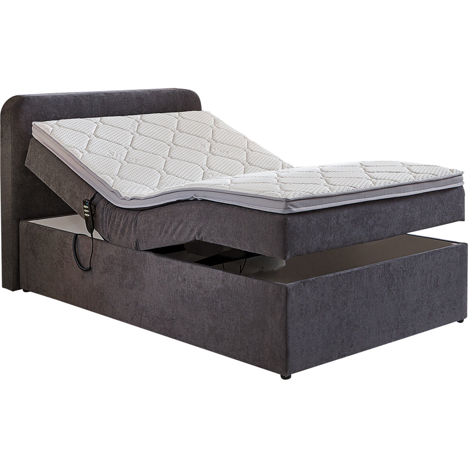 Boxspringbett Martin Stoff dunkelgrau 120 x 200