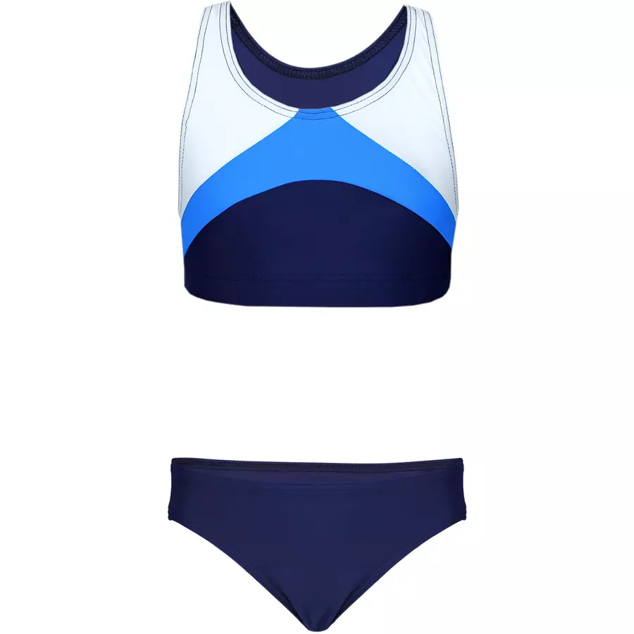 Aquarti Mädchen Sport Bikini Racerback Bustier & Bikinislip blauweiß