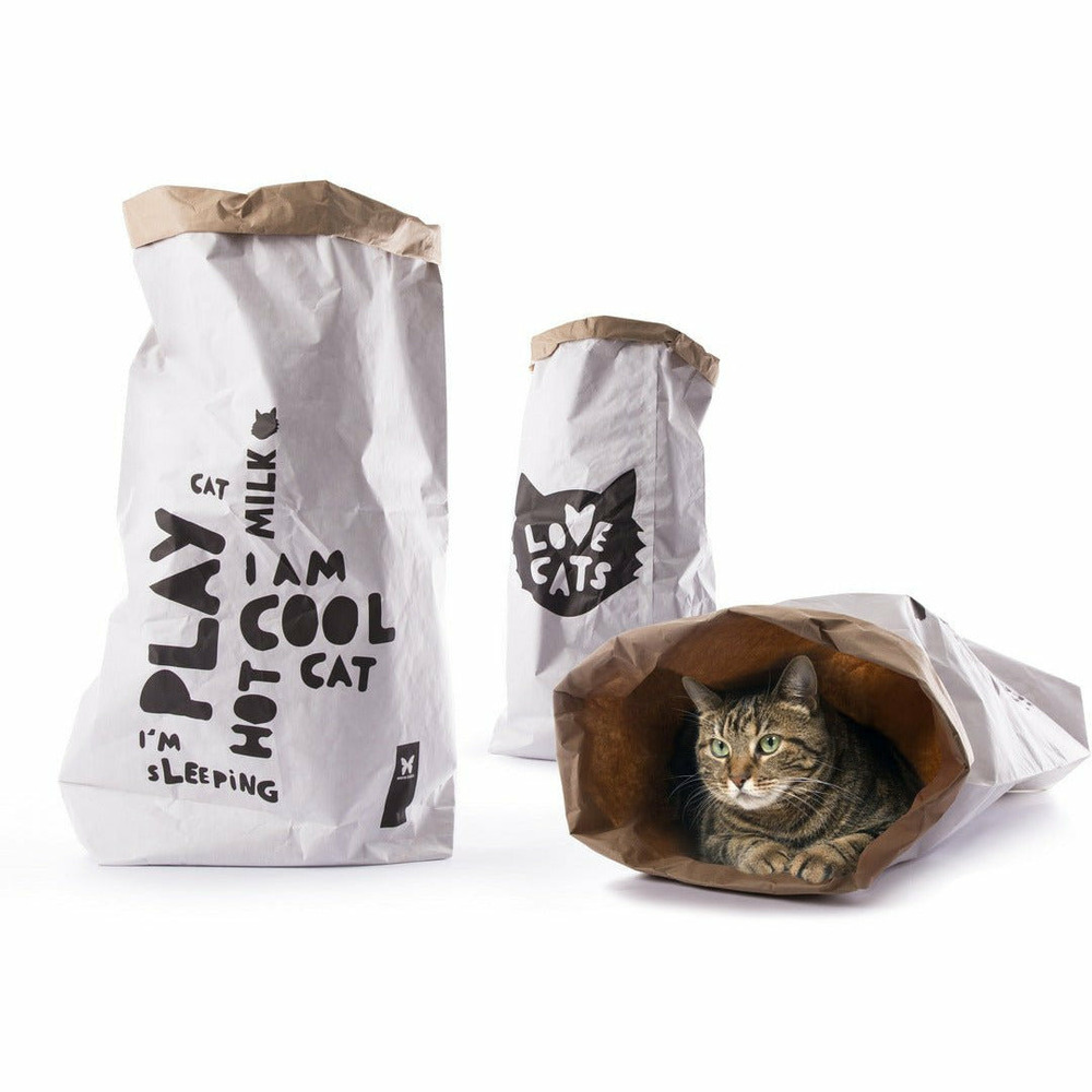 Sac en papier kraft pour chats jeu de cachette