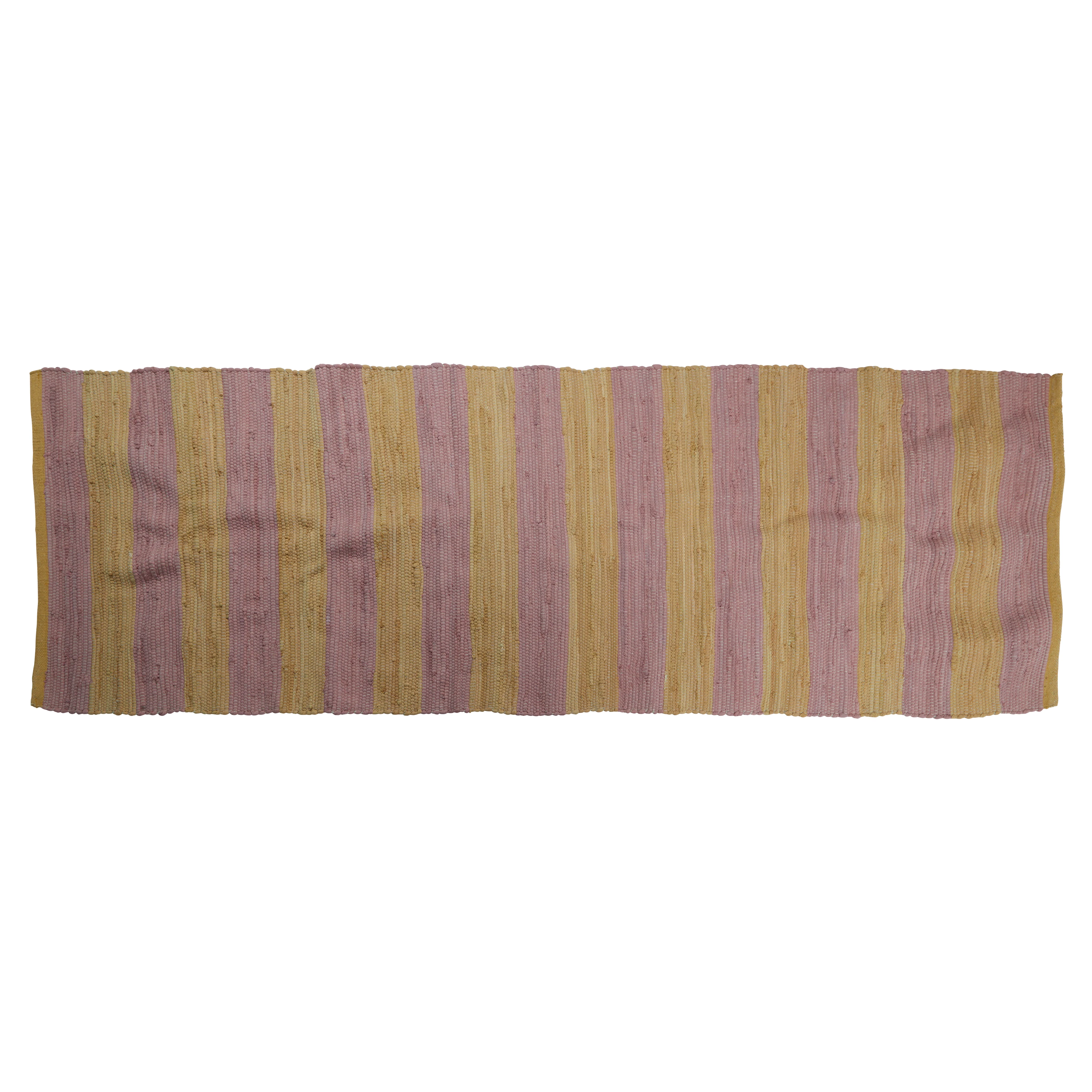 Bahne Interior  Stribet gulvtæppe, rosa/gul - 70 x 200 cm.