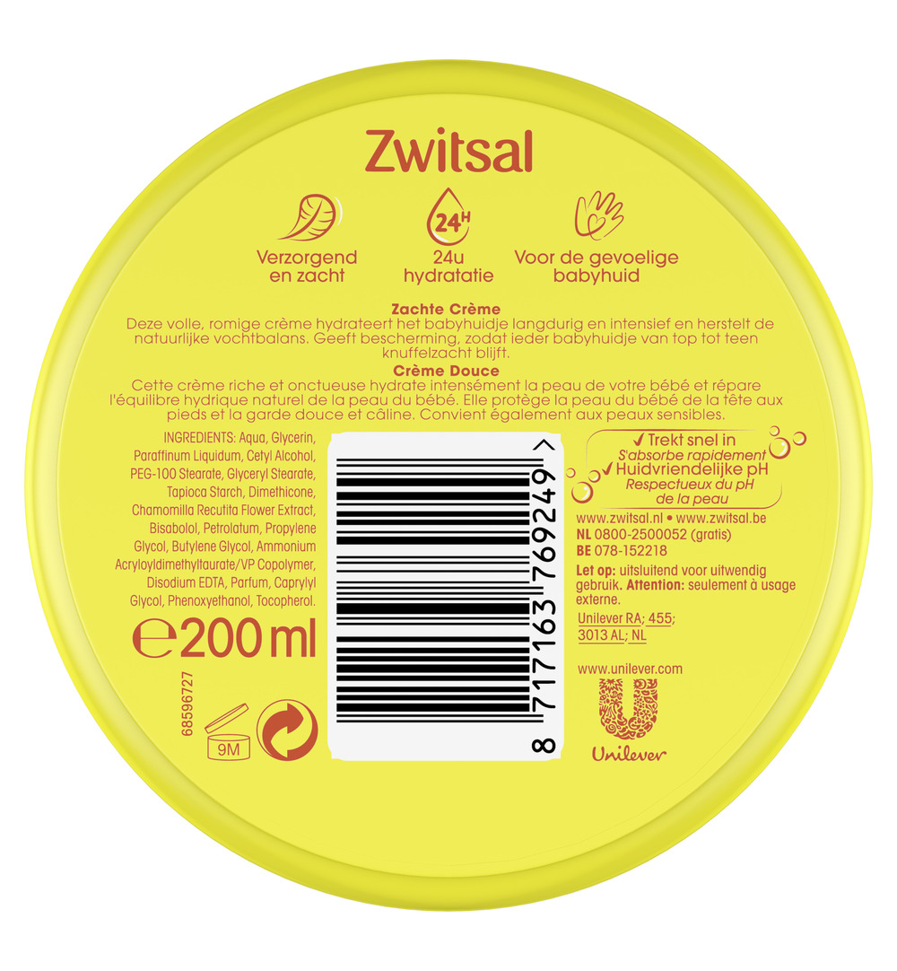 Zwitsal Zachte creme pot (200 ml)