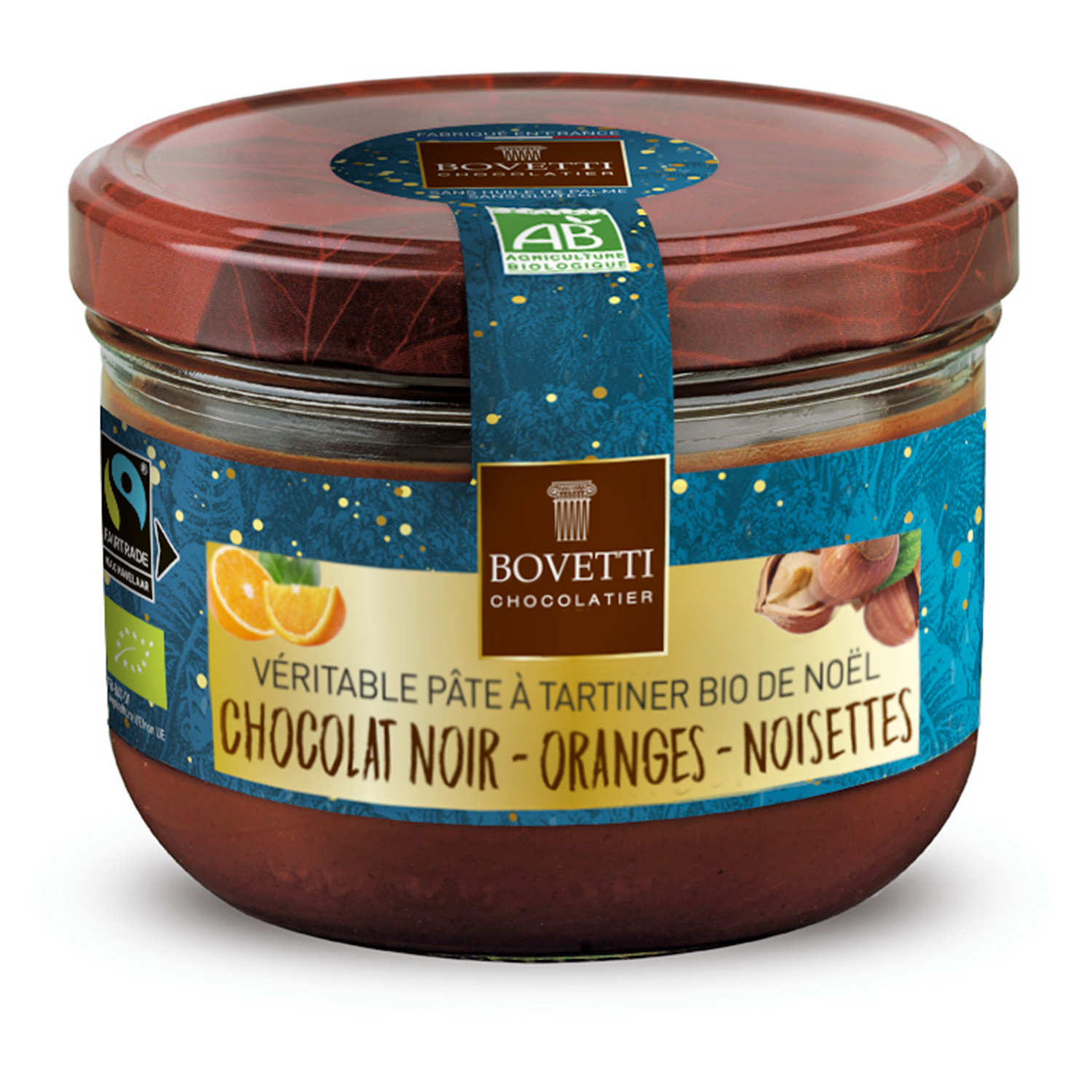 Pâte à tartiner bio noisette, orange, chocolat noir