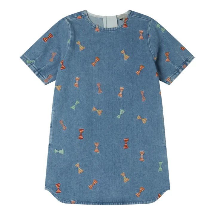 Stella McCartney Kids Robe en Jean Broderie Nœud | Bleu