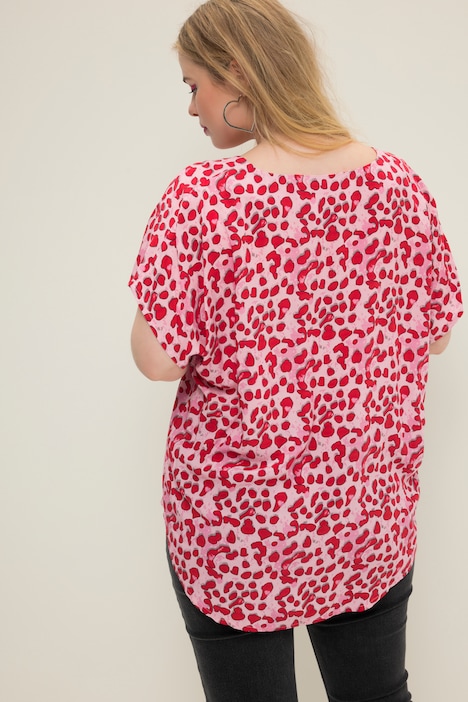 Blusenshirt, oversized, Color Leo, Rundhals
