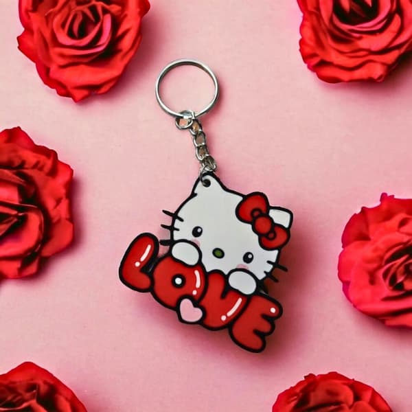 Hello Kitty nøkkelring kjede glidelås henger