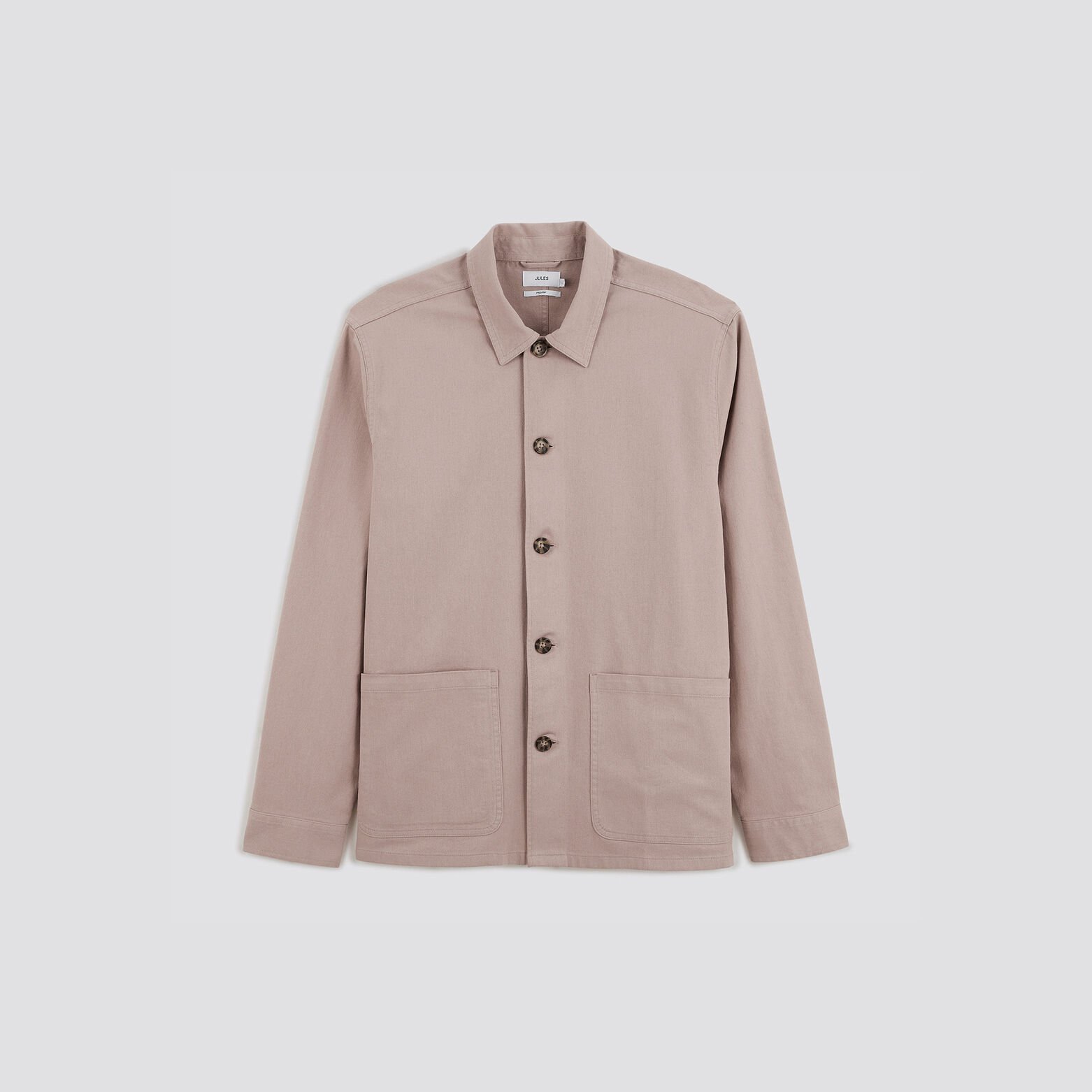 Surchemise regular unie coton recyclé twill Rose pâle