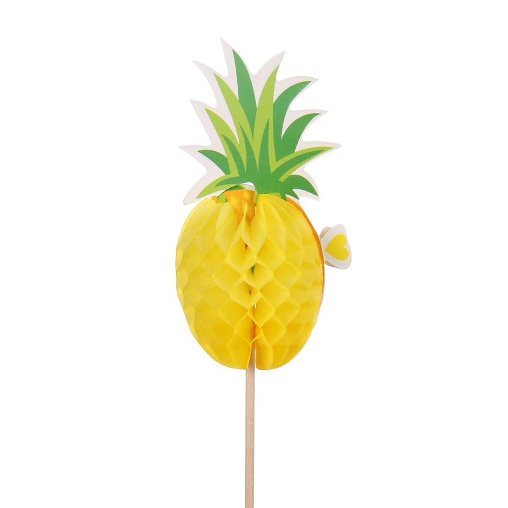 (50er Set) Cocktail Sticks Pompon Fingerfood Party Spiesse Deko Frucht Zahnstocher - Ananas