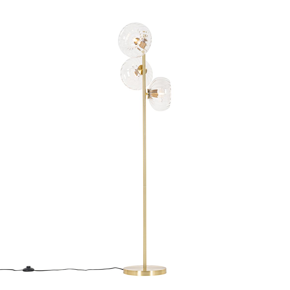 Art Deco vloerlamp goud met glas 3-lichts - Ayesha