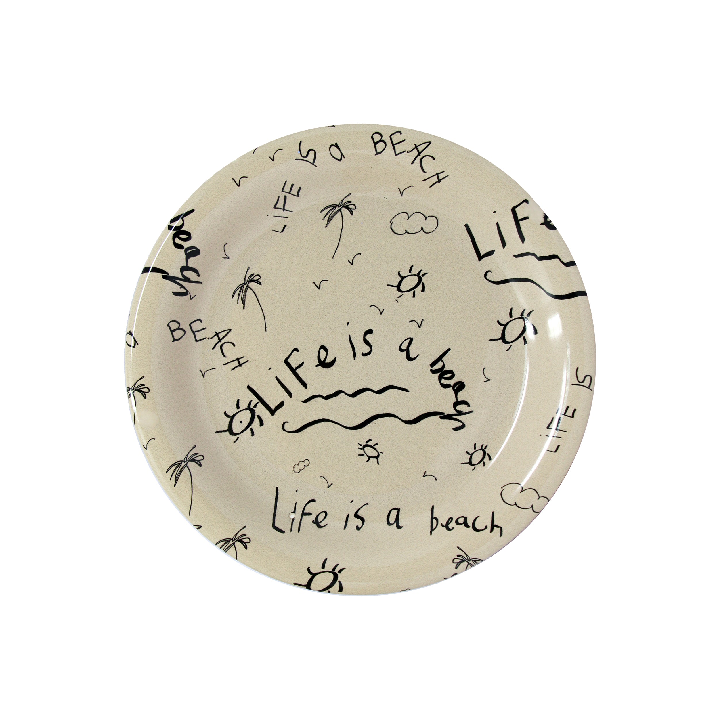 Assiette à dessert/plat à dessert en céramique « La vie est une plage » (lot de 4)