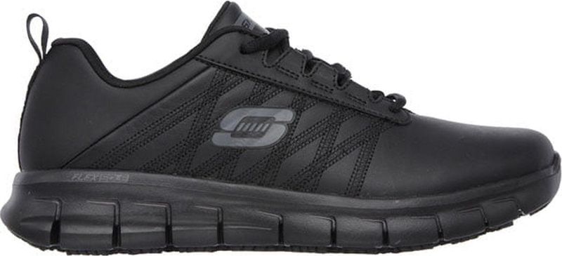SKECHERS - Work Relaxed Fit Sure Track - Sneakers - Zwart - Leer