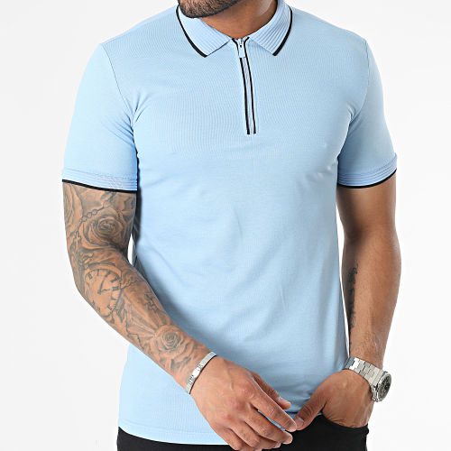 Polo Manches Courtes Bleu Clair