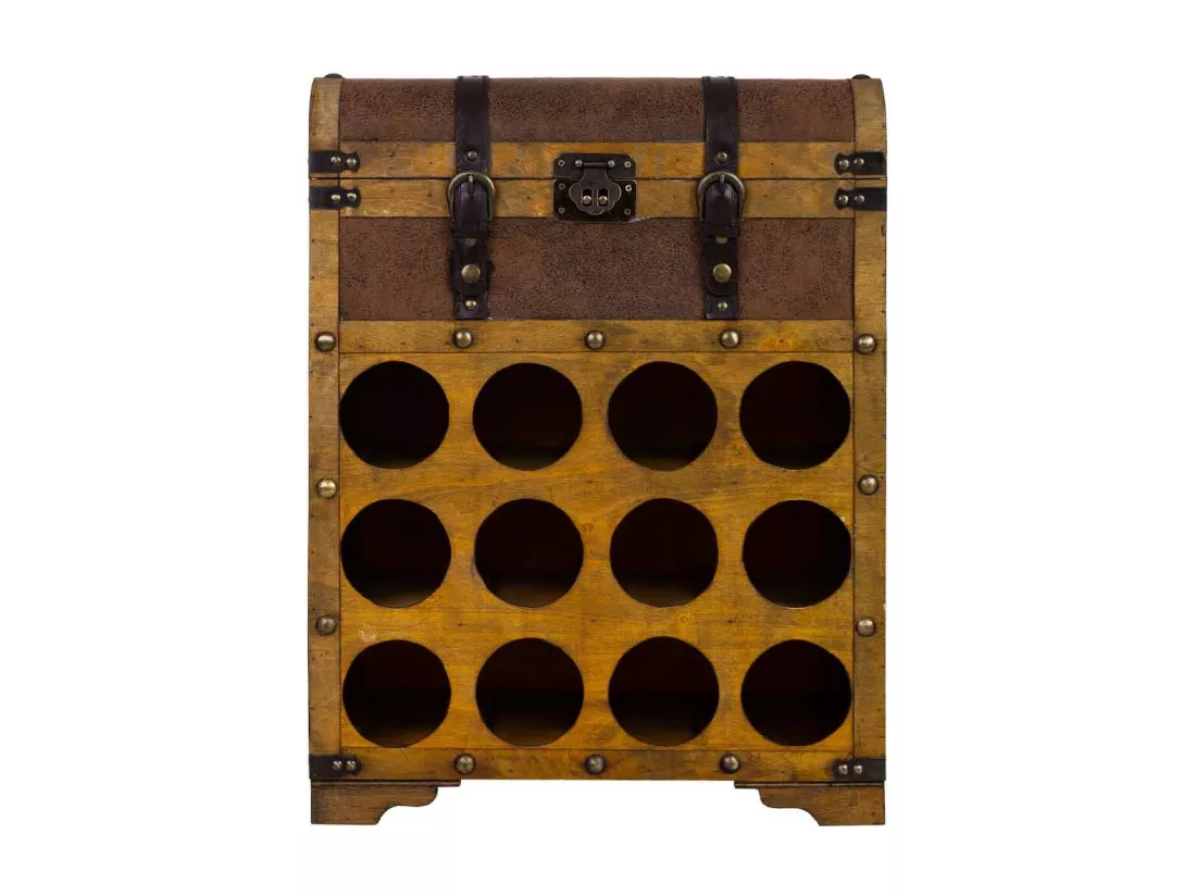 Coffre à bouteilles en bois marron 45x28x59h cm