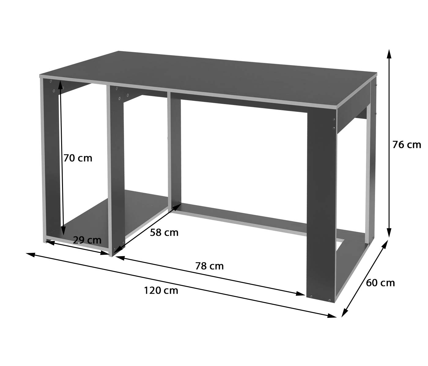 Schreibtisch MCW-J26, Computertisch Bürotisch, 120x60x76cm ~ schwarz-grau