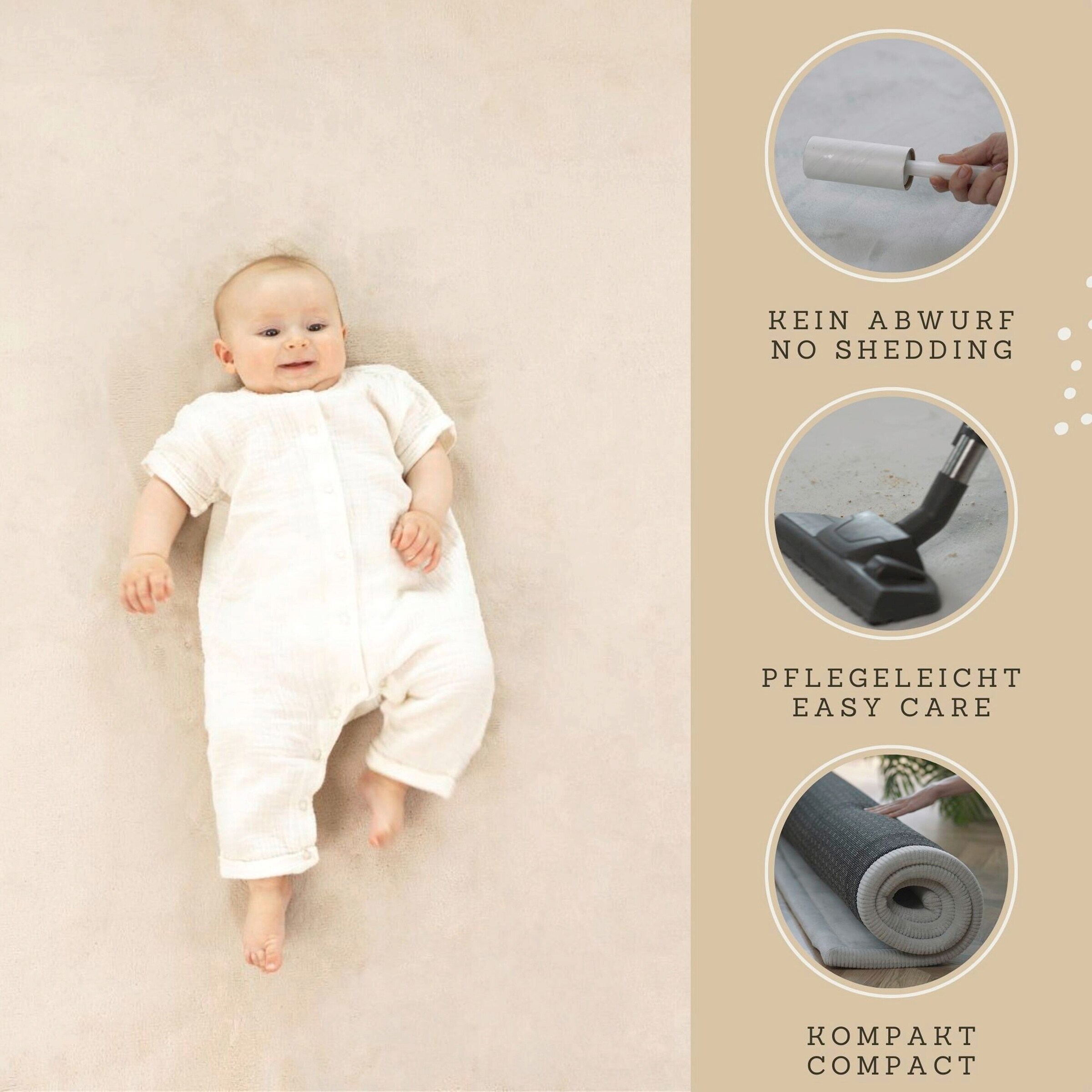 Hakuna Matte Kinderteppich mit Memory-Schaum 150x200 cm beige