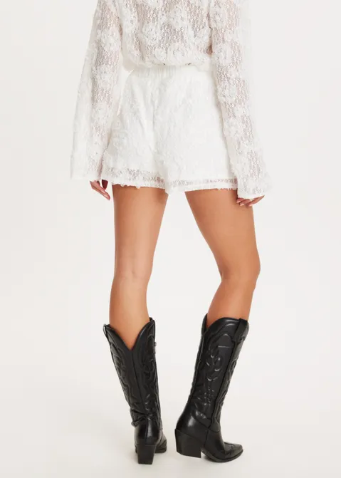 Korte broek met kant wit (WIT)