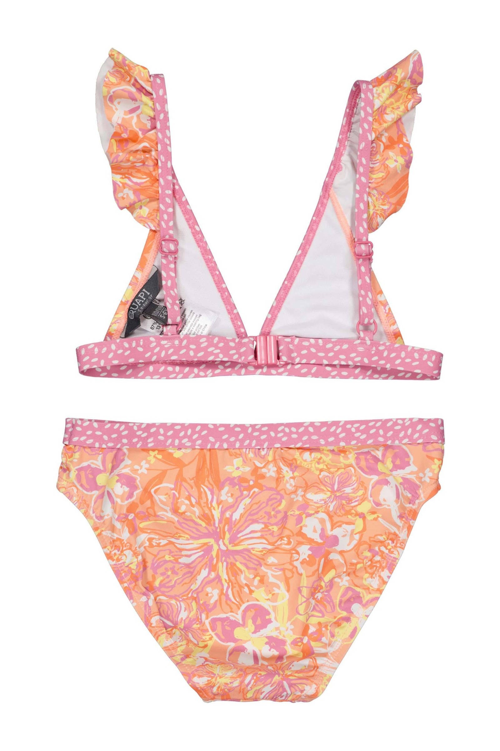 Quapi triangel bikini BIBINE met ruches roze/oranje/geel