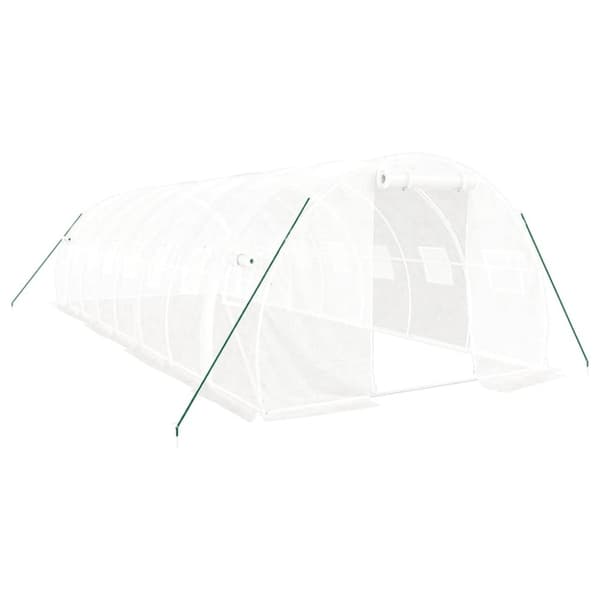 vidaXL Drivhus med stålramme hvit 24 m² 8x3x2 m