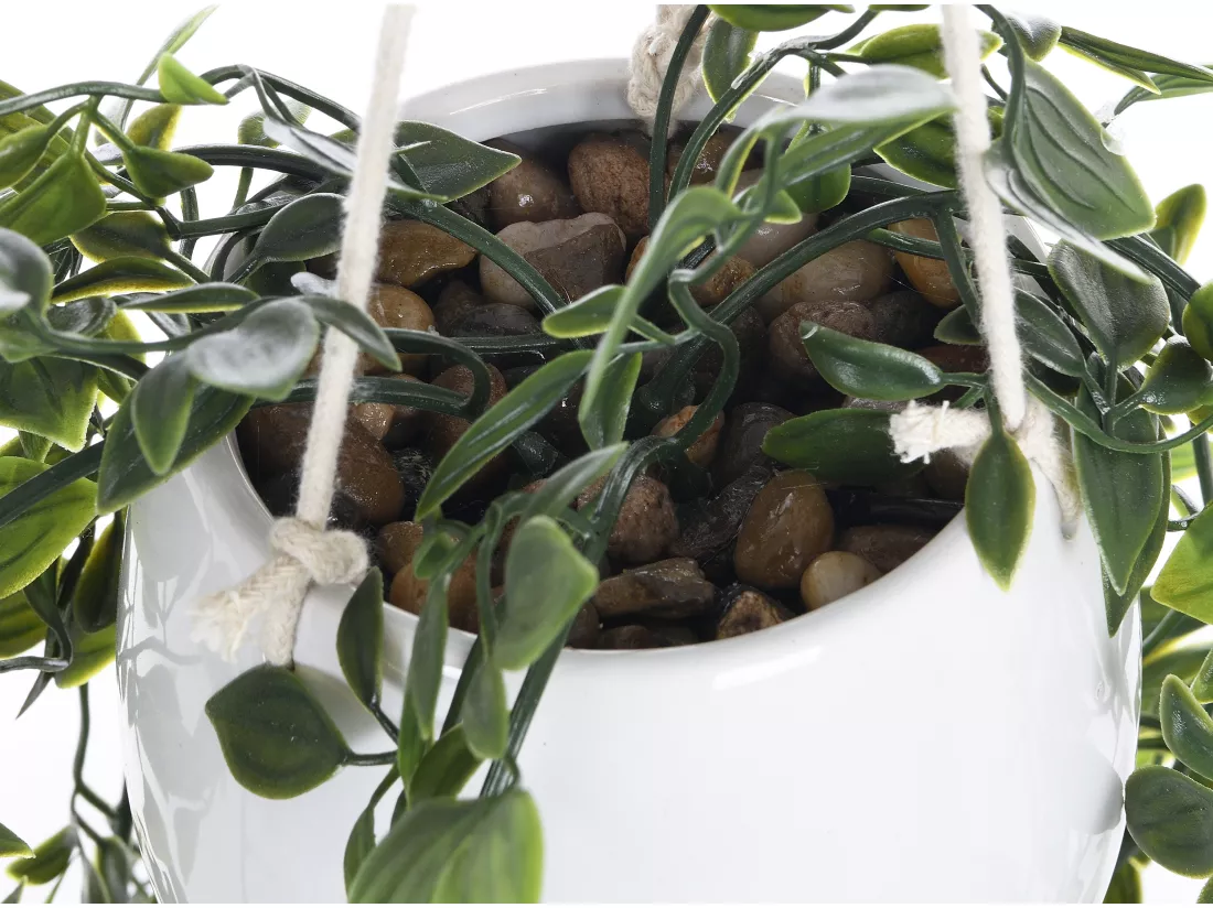 Plante artificielle tombante avec pot en céramique - H.70 x L.20 cm - vert - BAHIANA
