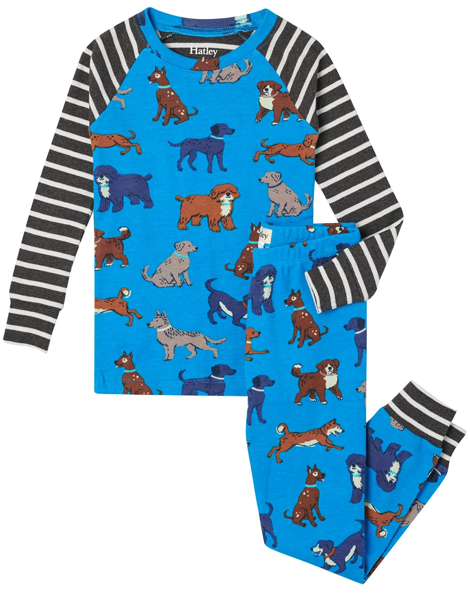 Schlafanzug lang PLAYFUL PUPPIES in blue
