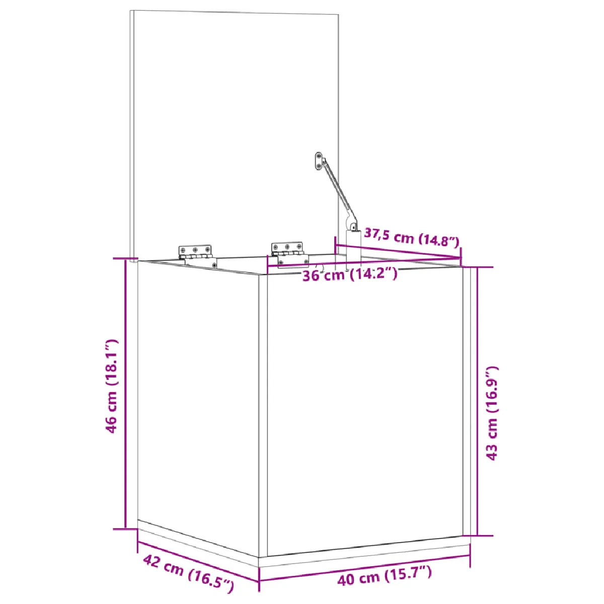 vidaXL Boîte de rangement bois d'ingénierie - Gris