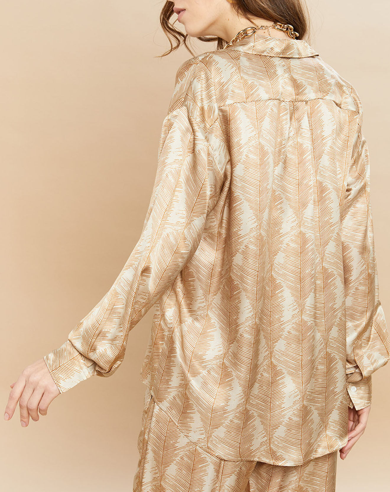 Hartford Chemise en Soie mélangée Charlot caramel/beige