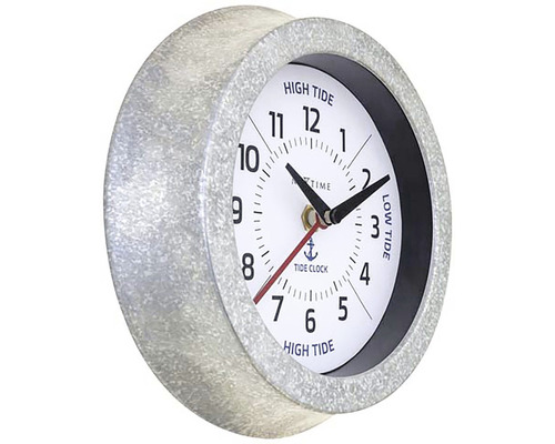 Wandklok, getijdenklok, metaal, wit, Ø 22 cm