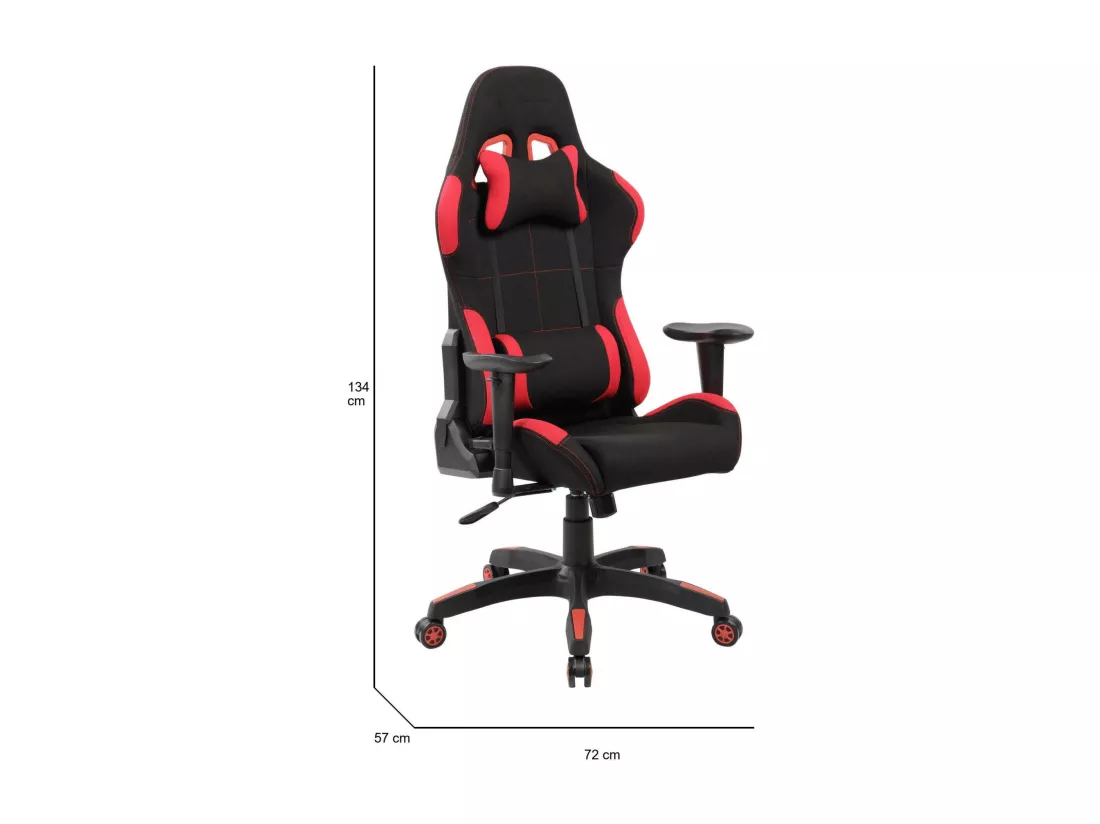 Chaise de jeu Bundaberg, Fauteuil de jeu pour adultes, Chaise de bureau, 57x72h124/134 cm, Noir et Rouge