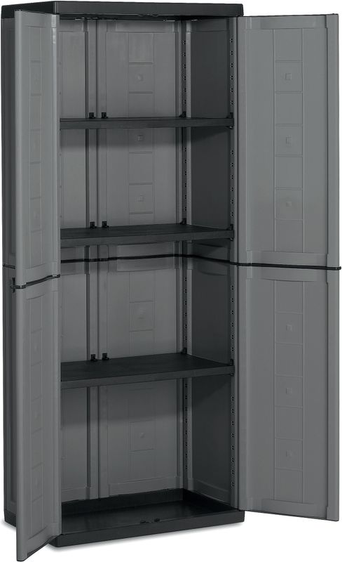 Jolly Hoge Kast  - 3 Planken - 68x39x166 cm - Donker Grijs/Zwart
