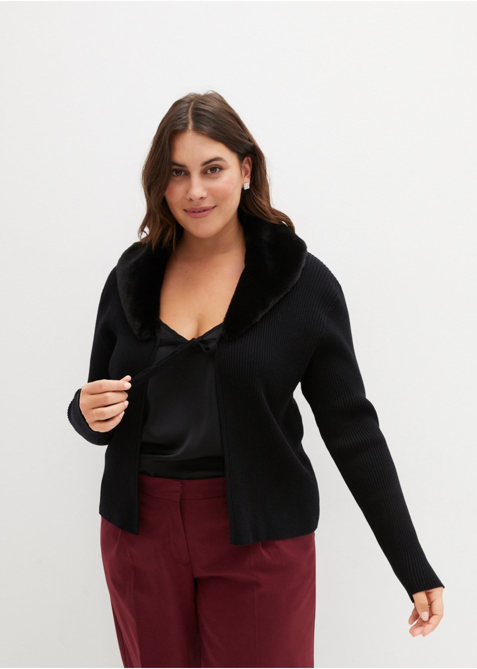 Gilet en maille avec col synthétique