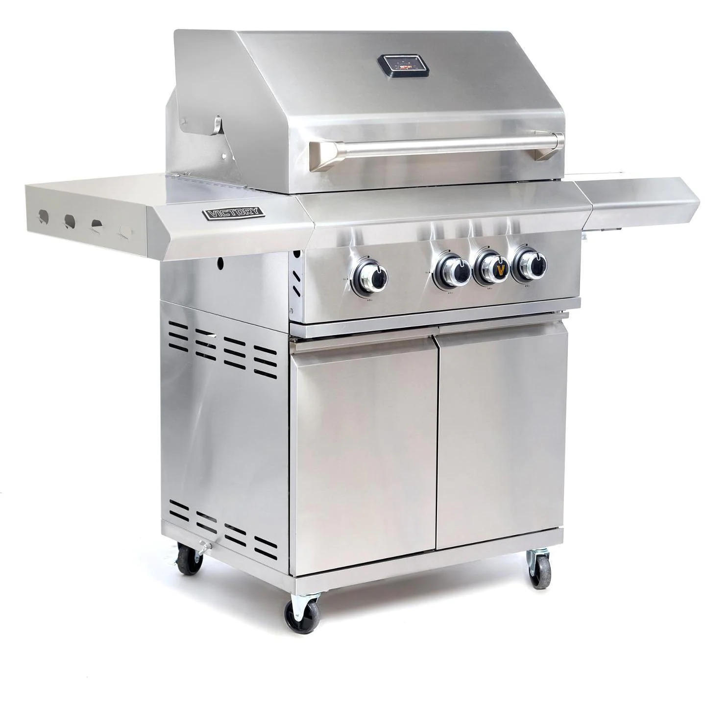 Churrasqueira a gás propano Victory com 3 queimadores e queimador lateral infravermelho - BBQ-VCT3BSB-LP