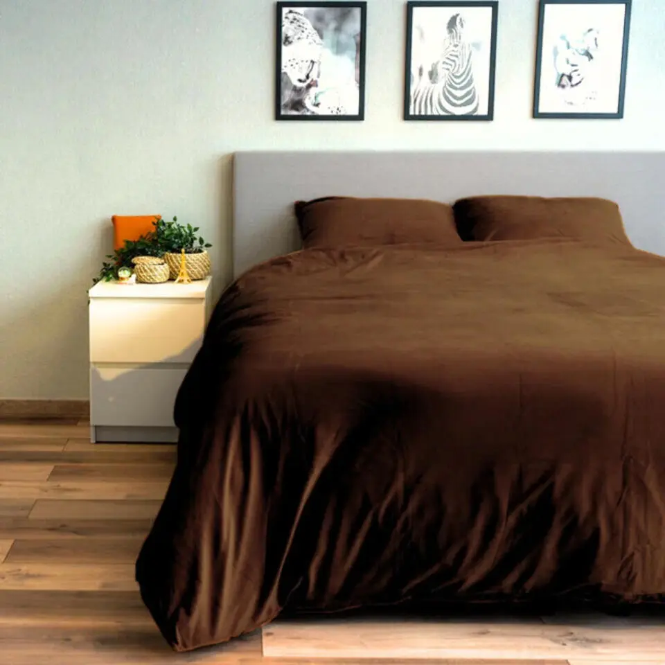 Zavelo Dekbedovertrek Velvet Comfort Bruin-1-persoons (140 x 200/220 cm)
