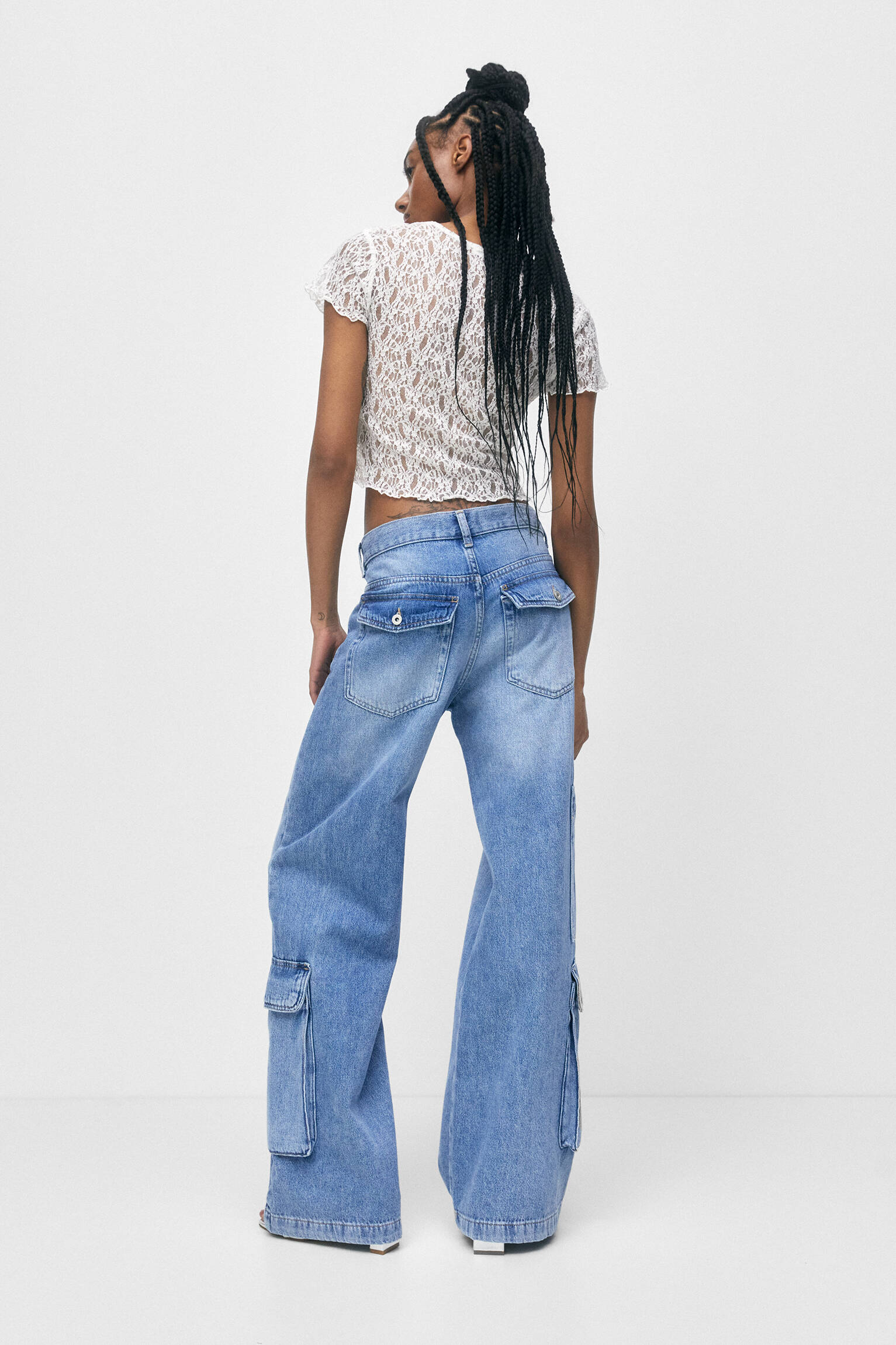 CALÇA CARGO DE CINTURA BAIXA - AZUL ESCURO
