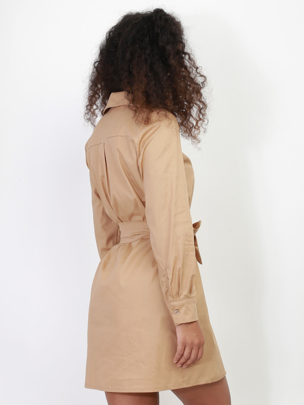 Robe chemisier à nouer- Camel
