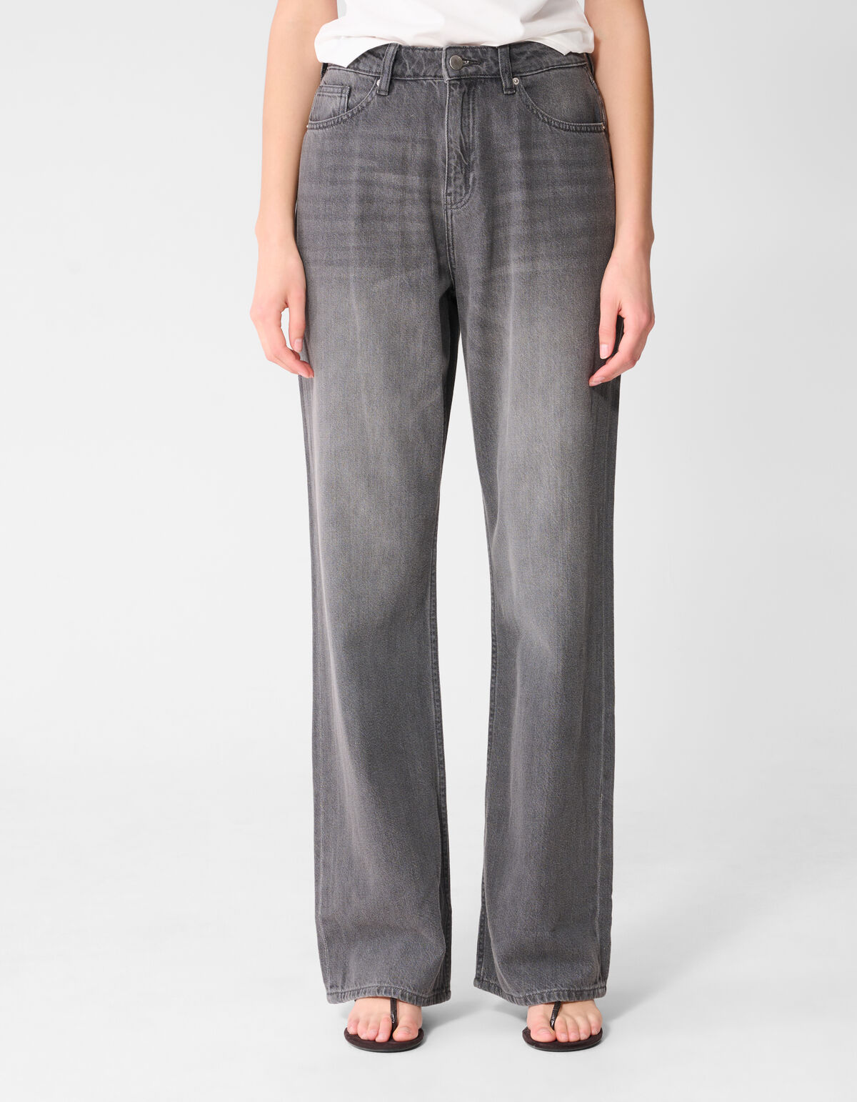 Soft Wide Leg Fit Jeans Grijs